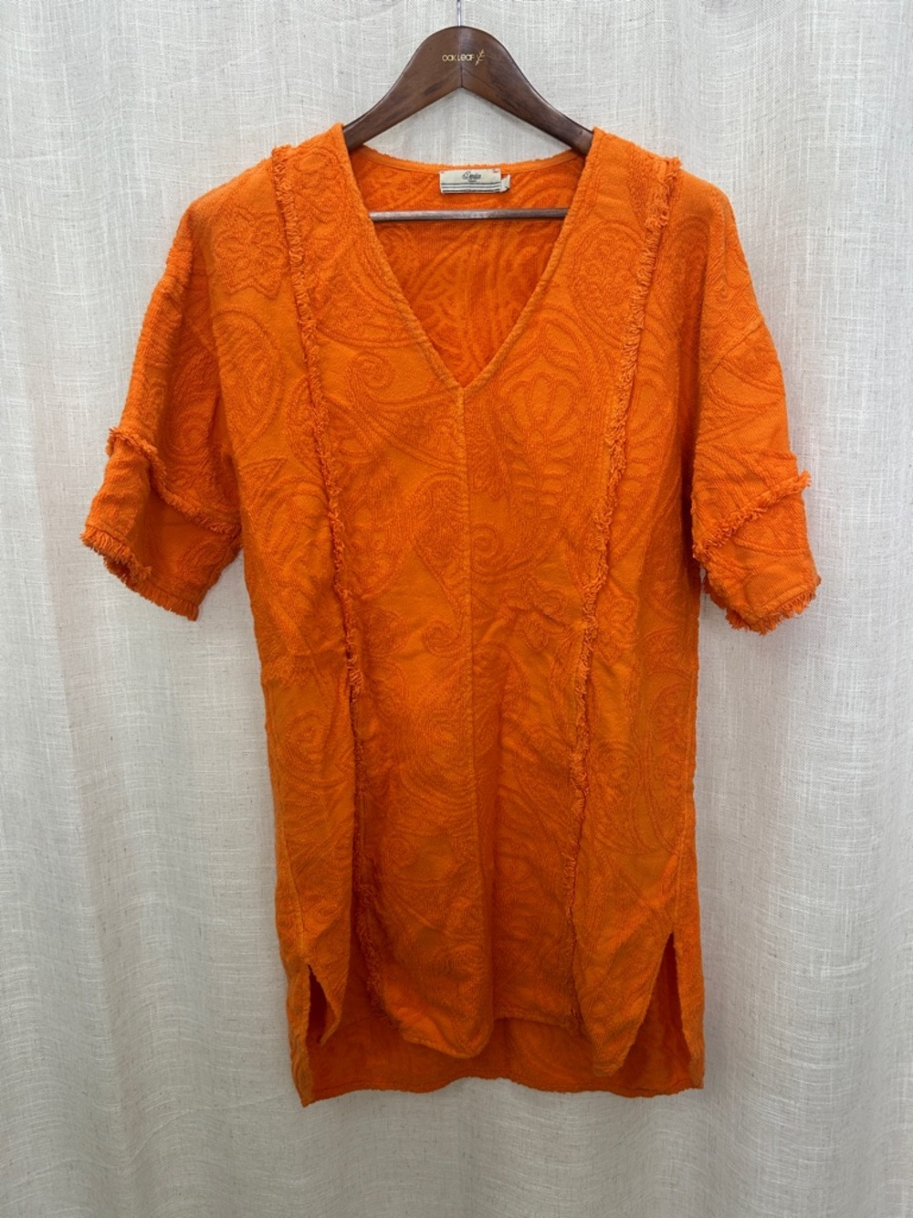 Devotion Twins Bright Orange Textured V-Neck Swimsuit Cover-Up Size Small